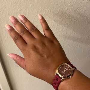 Burgundy & gold, Coach watch.